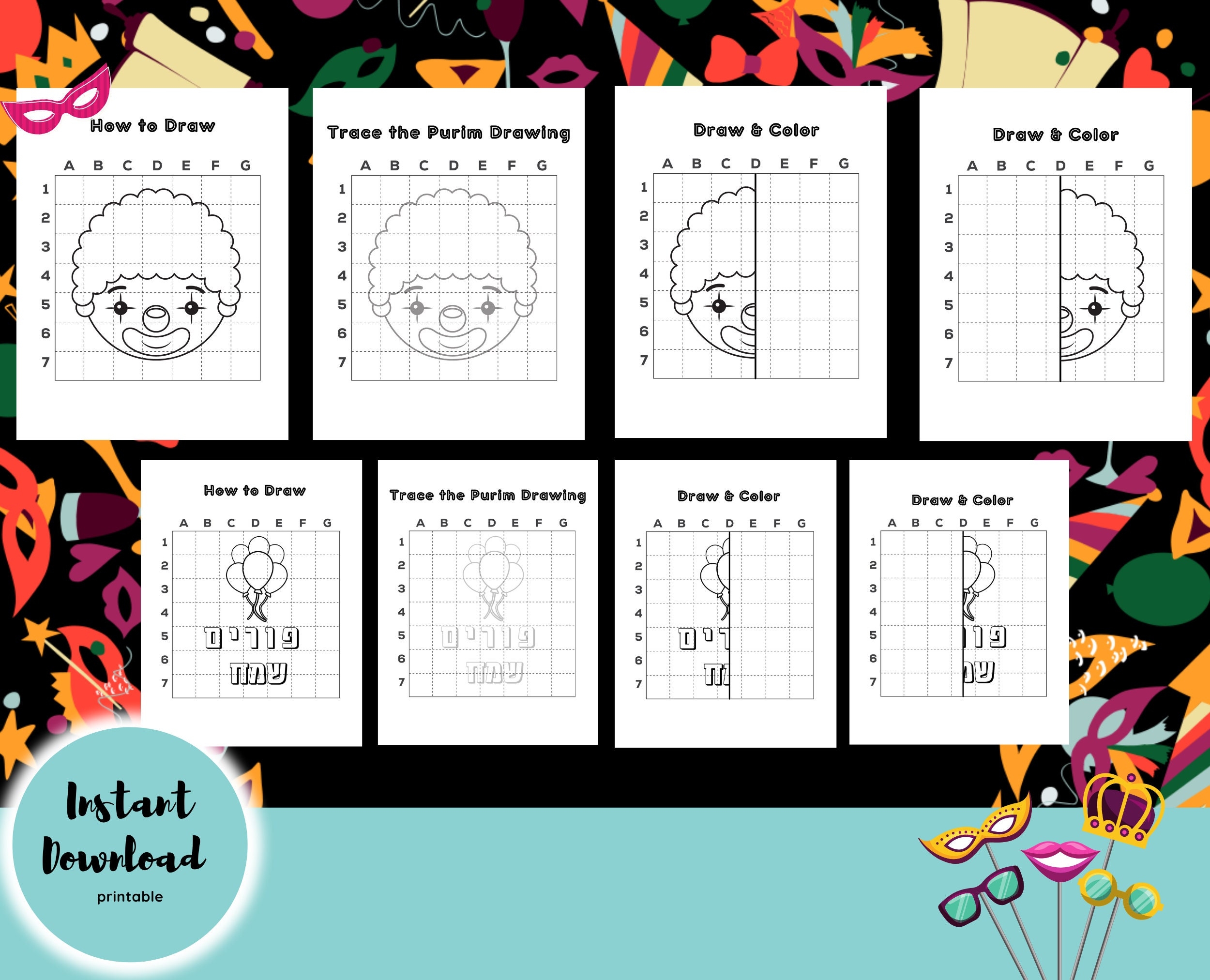 Tracing Purim Printable Worksheets For Preschool