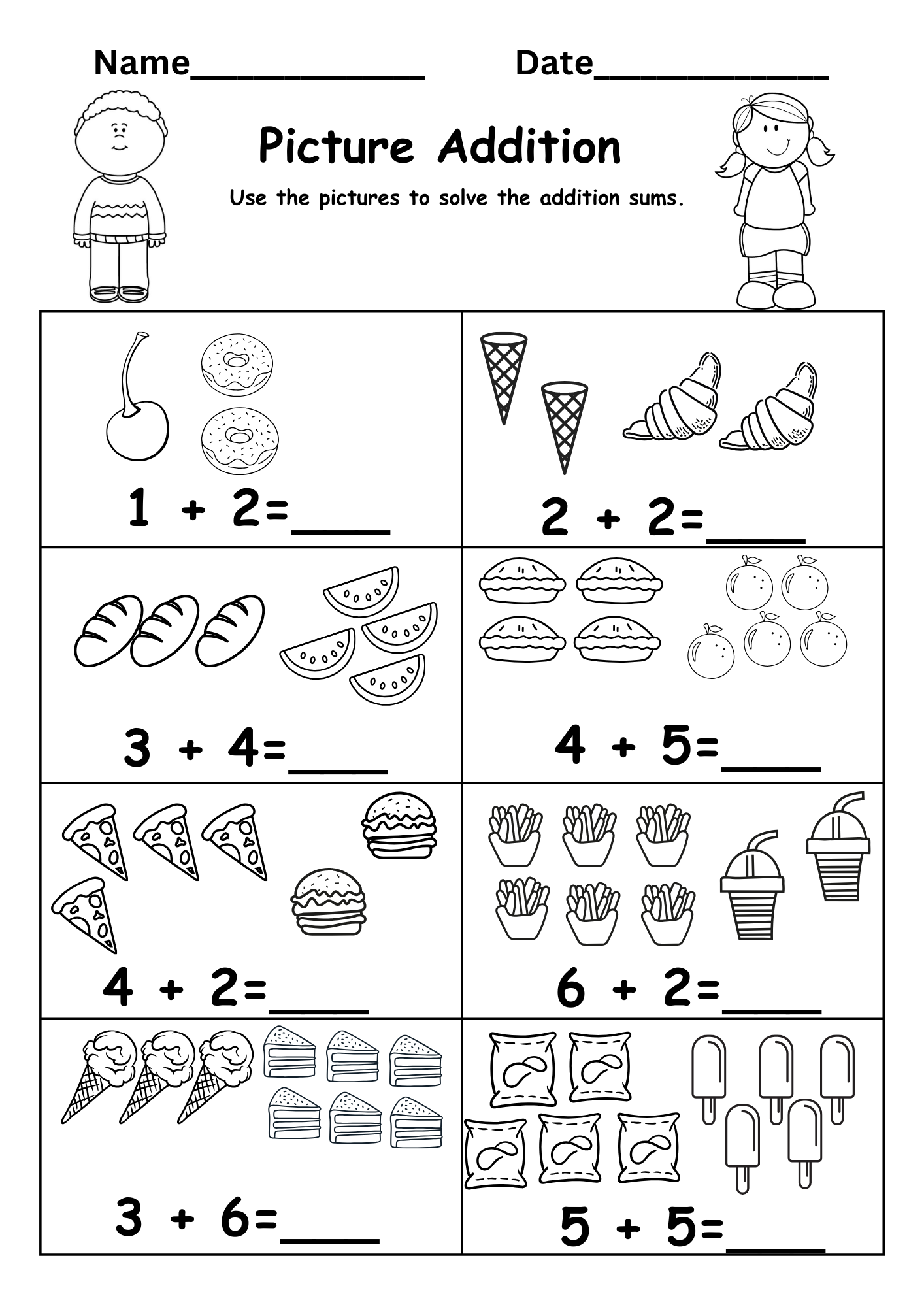 printable preschool adding worksheets