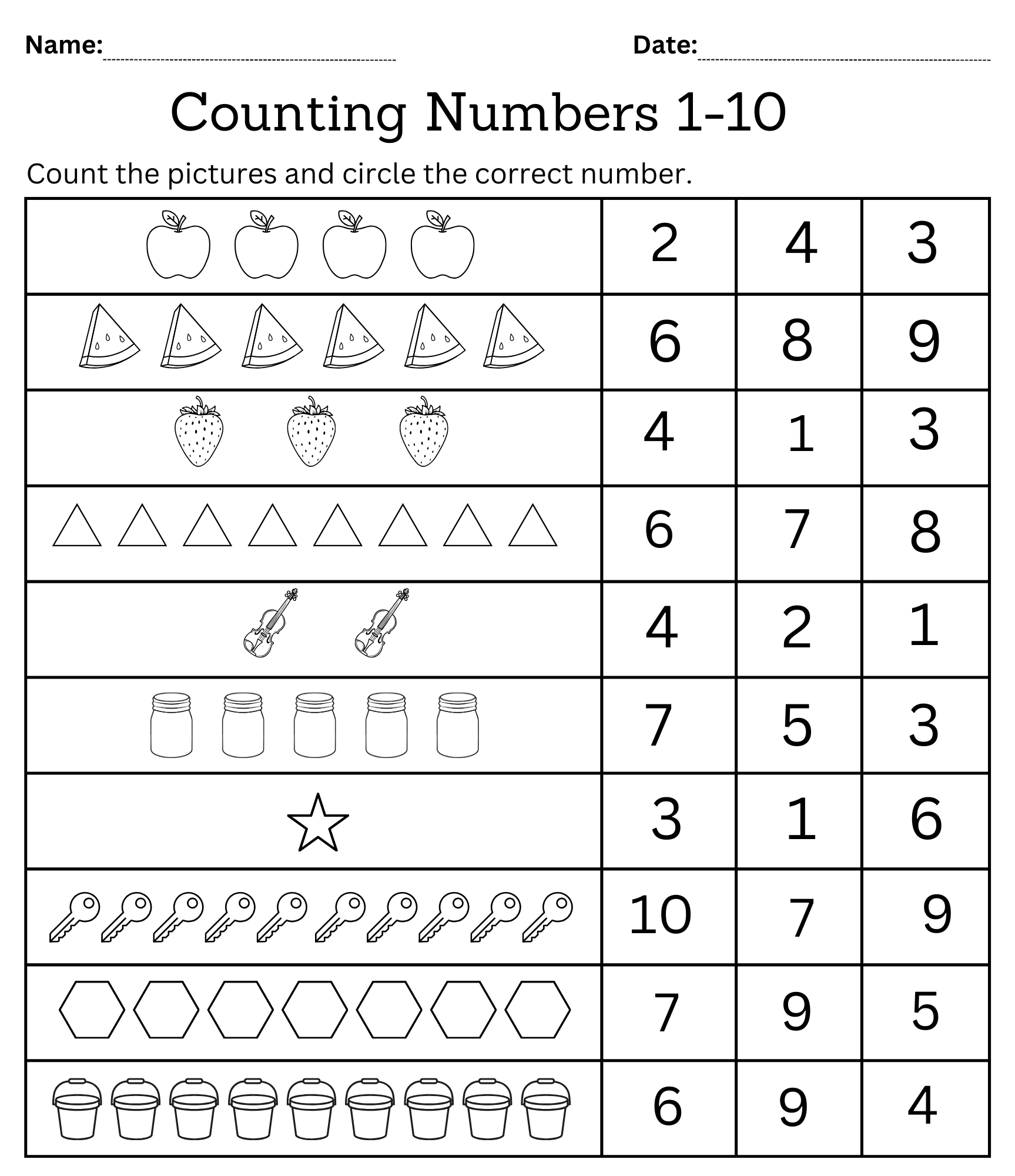 math printable worksheets preschool