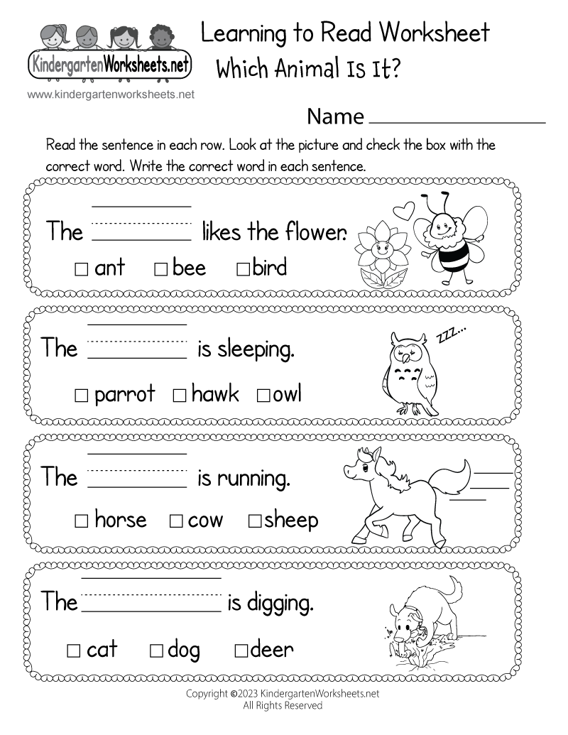 Printable Reading Worksheets For Teaching Preschoolers To Read