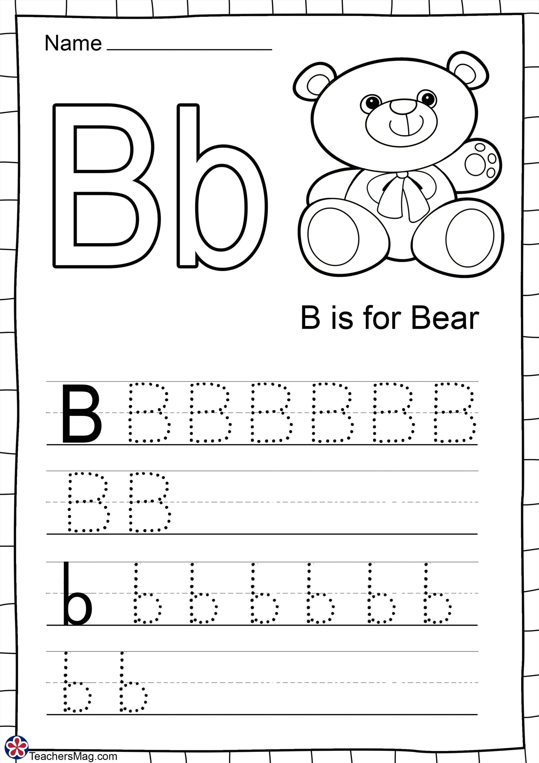 free printable letter b worksheets for preschool