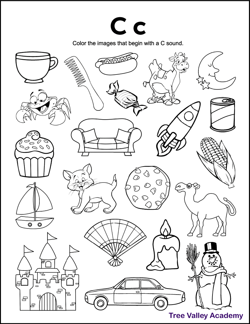 Letter C Sound Worksheets Tree Valley Academy