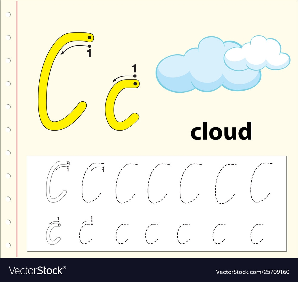Letter C Tracing Alphabet Worksheets Royalty Free Vector Letter C Tracing Alphabet Worksheets Royalty Free Vector