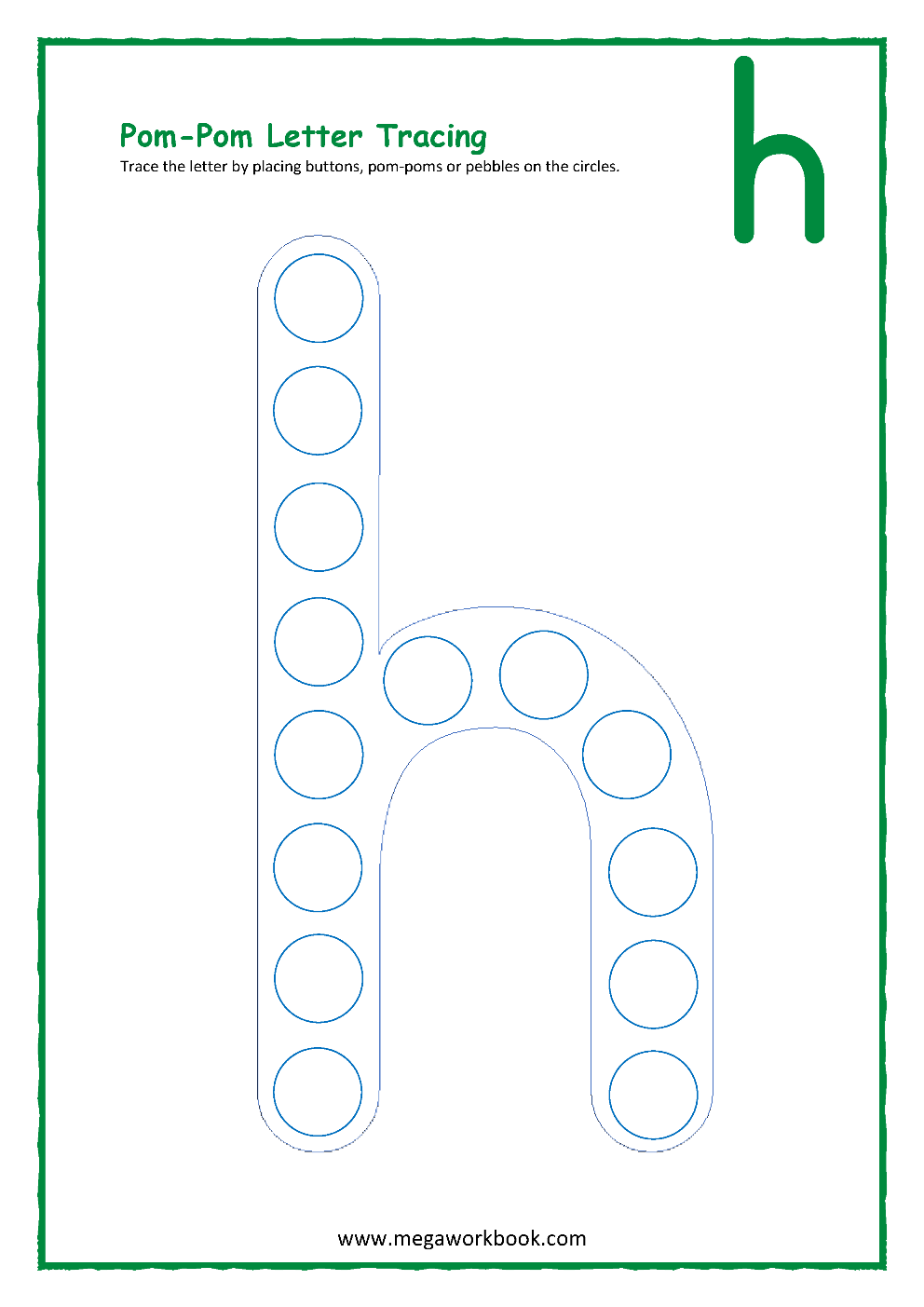 printable writing the letter h worksheets for preschoolers