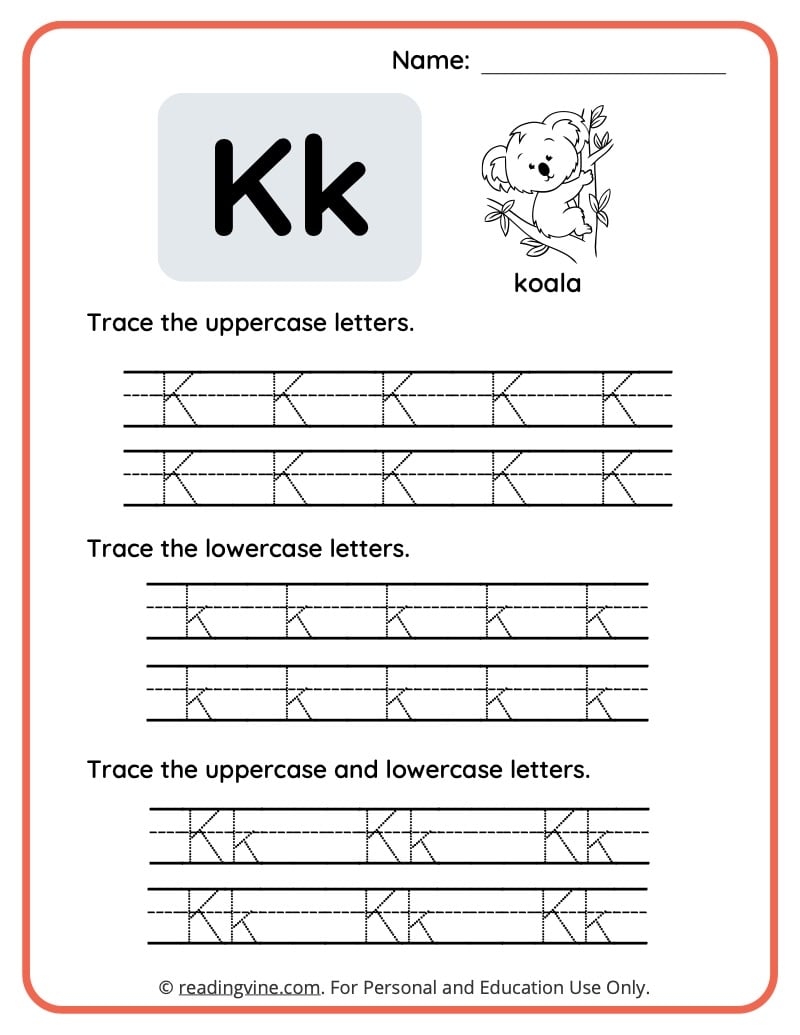 free printable letter k worksheets for preschoolers