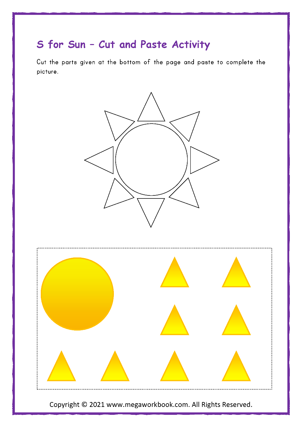 S For Sun Worksheet Preschool Printable
