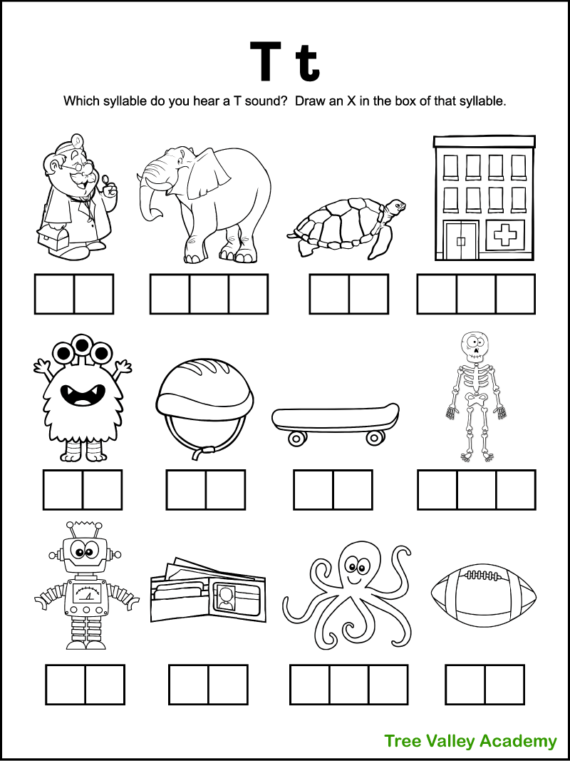 Letter T Sound Worksheets Tree Valley Academy