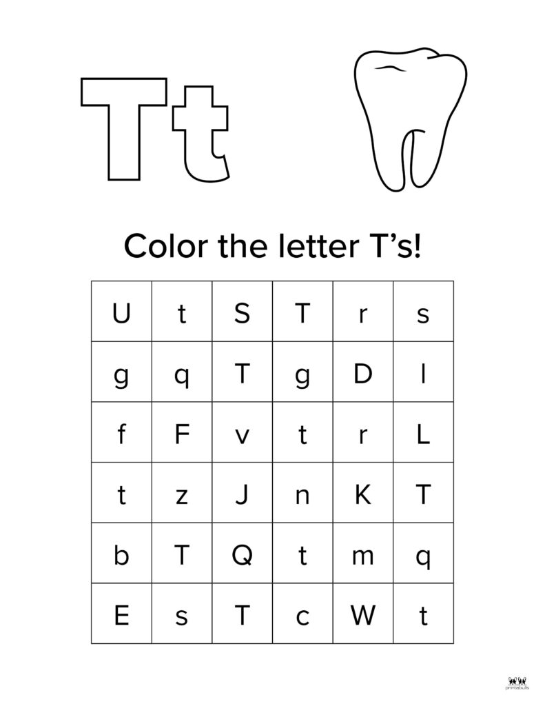 free printable preschool worksheets for the letter t