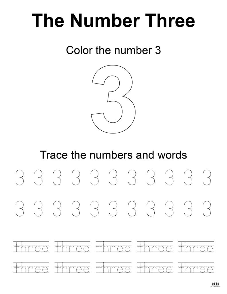 free printable number 3 preschool worksheets tracing letters