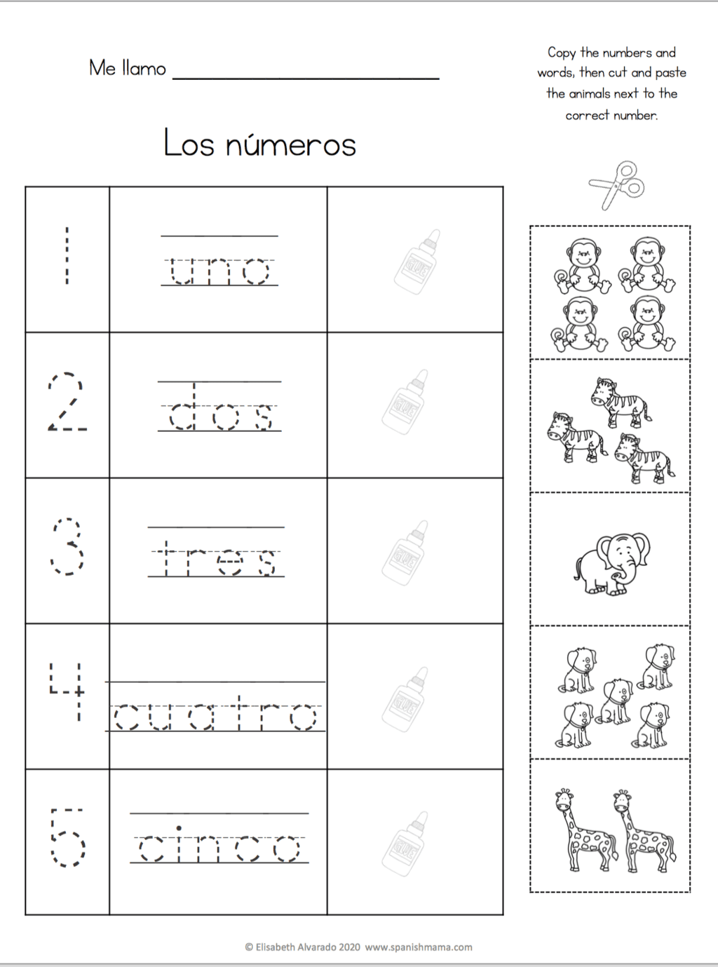 printable spanish worksheets for preschool