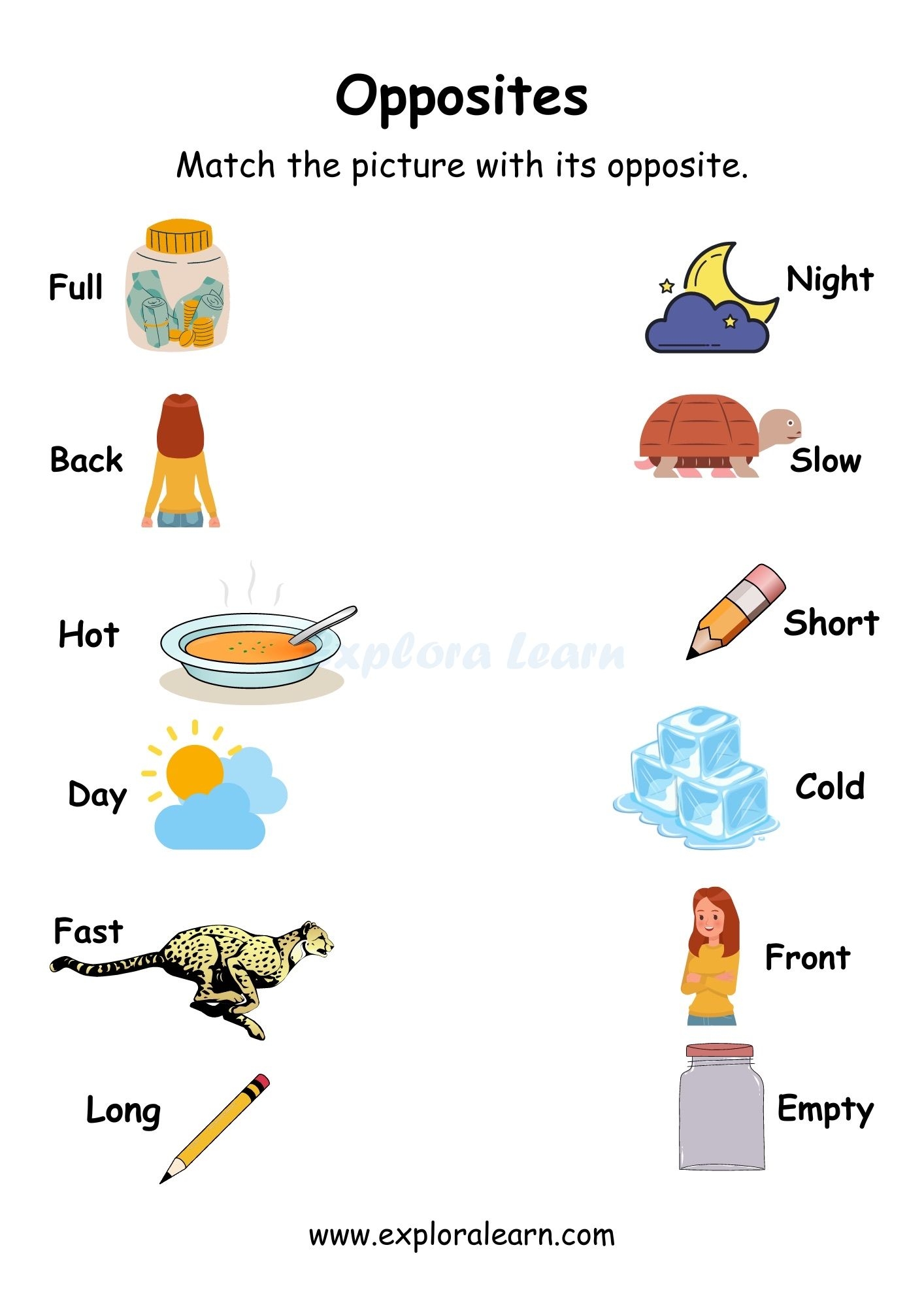 Printable Preschool Opposite Worksheets