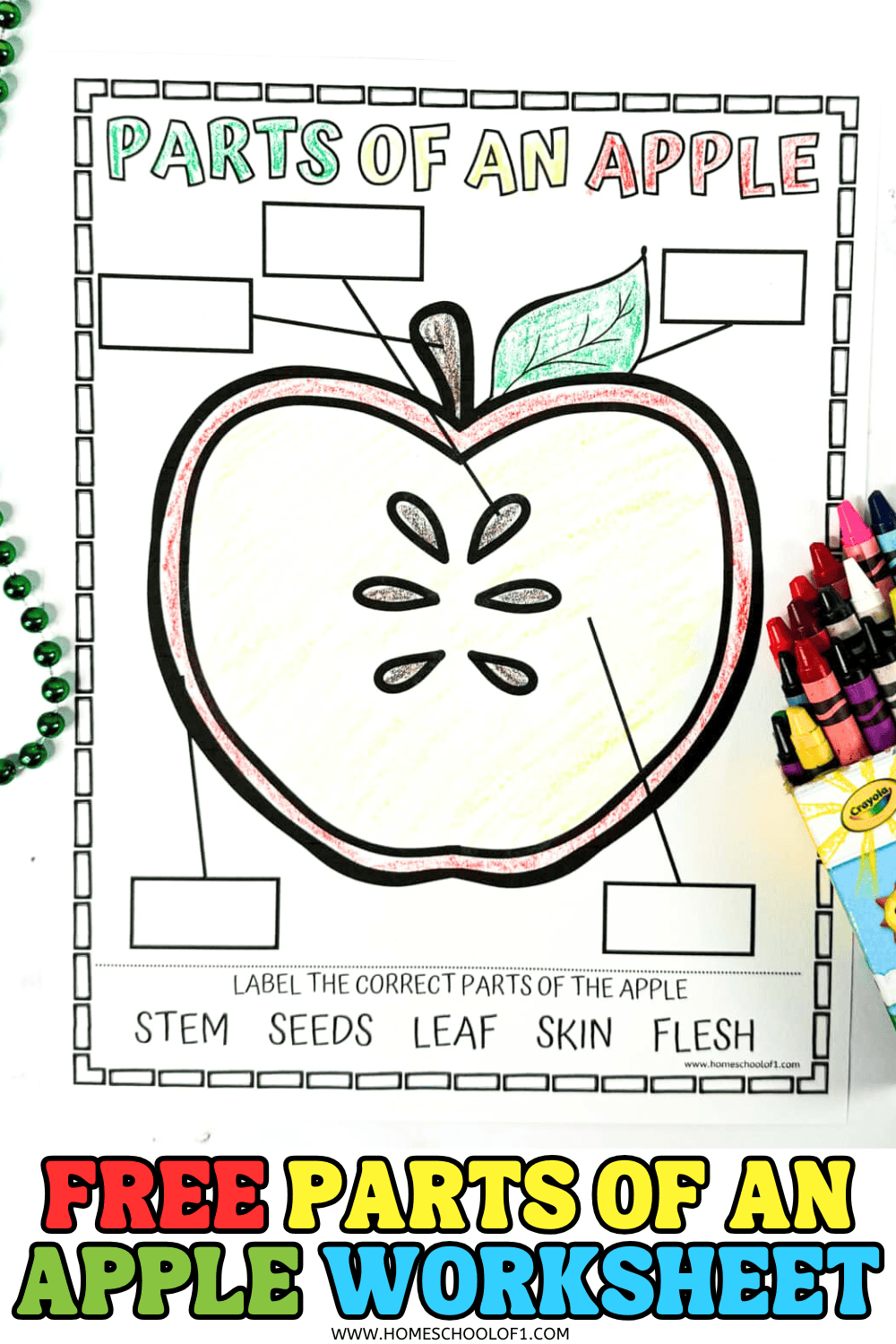 preschool printable apple label worksheet