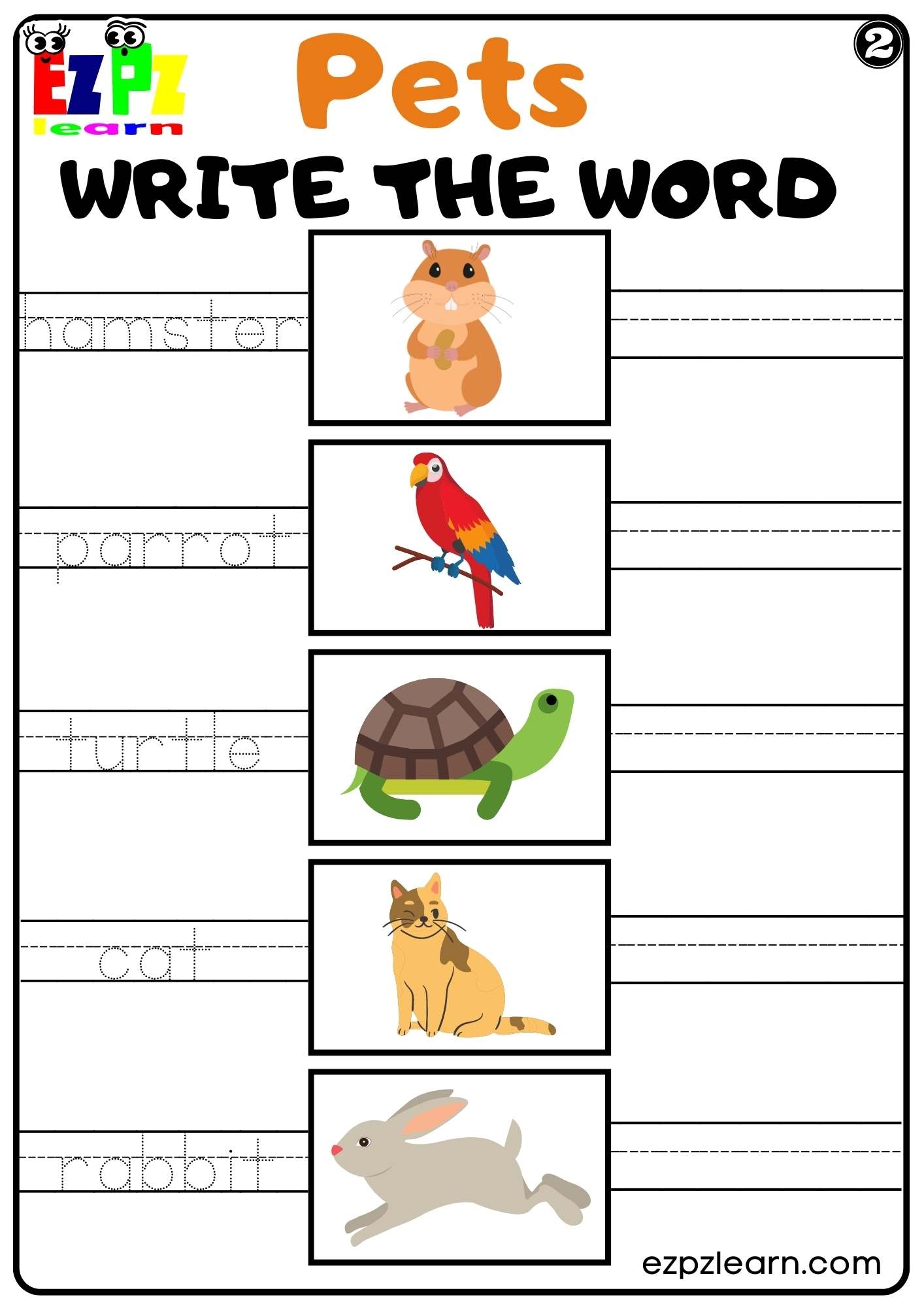 Pets Write The Word Set 2 Worksheet For Kids And ESL PDF Download Ezpzlearn Pets Write The Word Set 2 Worksheet For Kids And ESL PDF Download Ezpzlearn