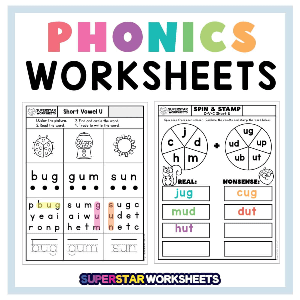preschool phonics printable worksheet