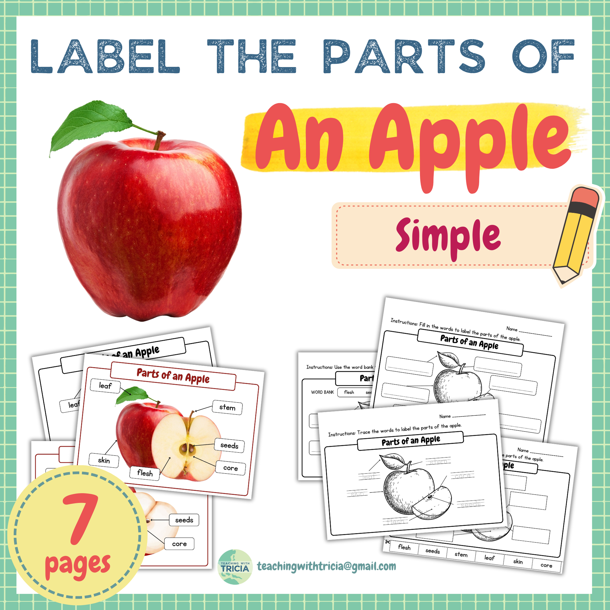 Plant Anatomy Label The Parts Of Apple Advanced Level Posters Worksheets Classful