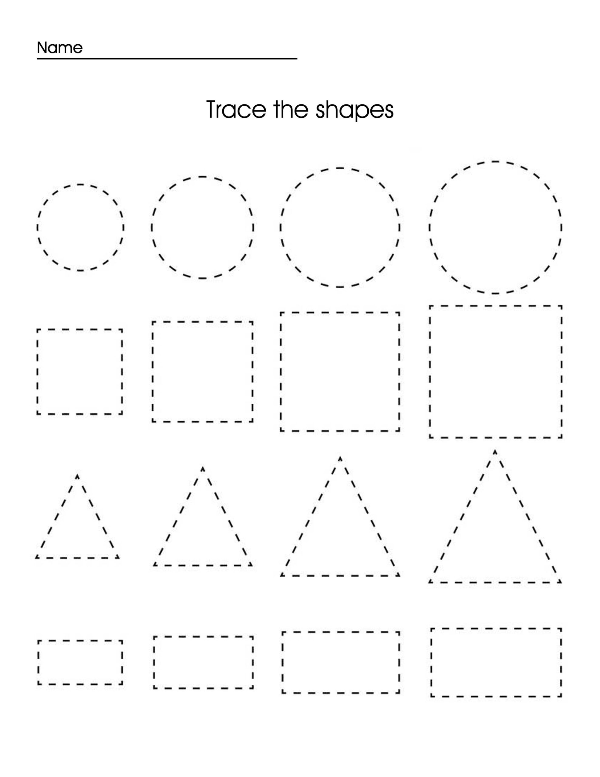 Printable Tracing Worksheets For Preschoolers