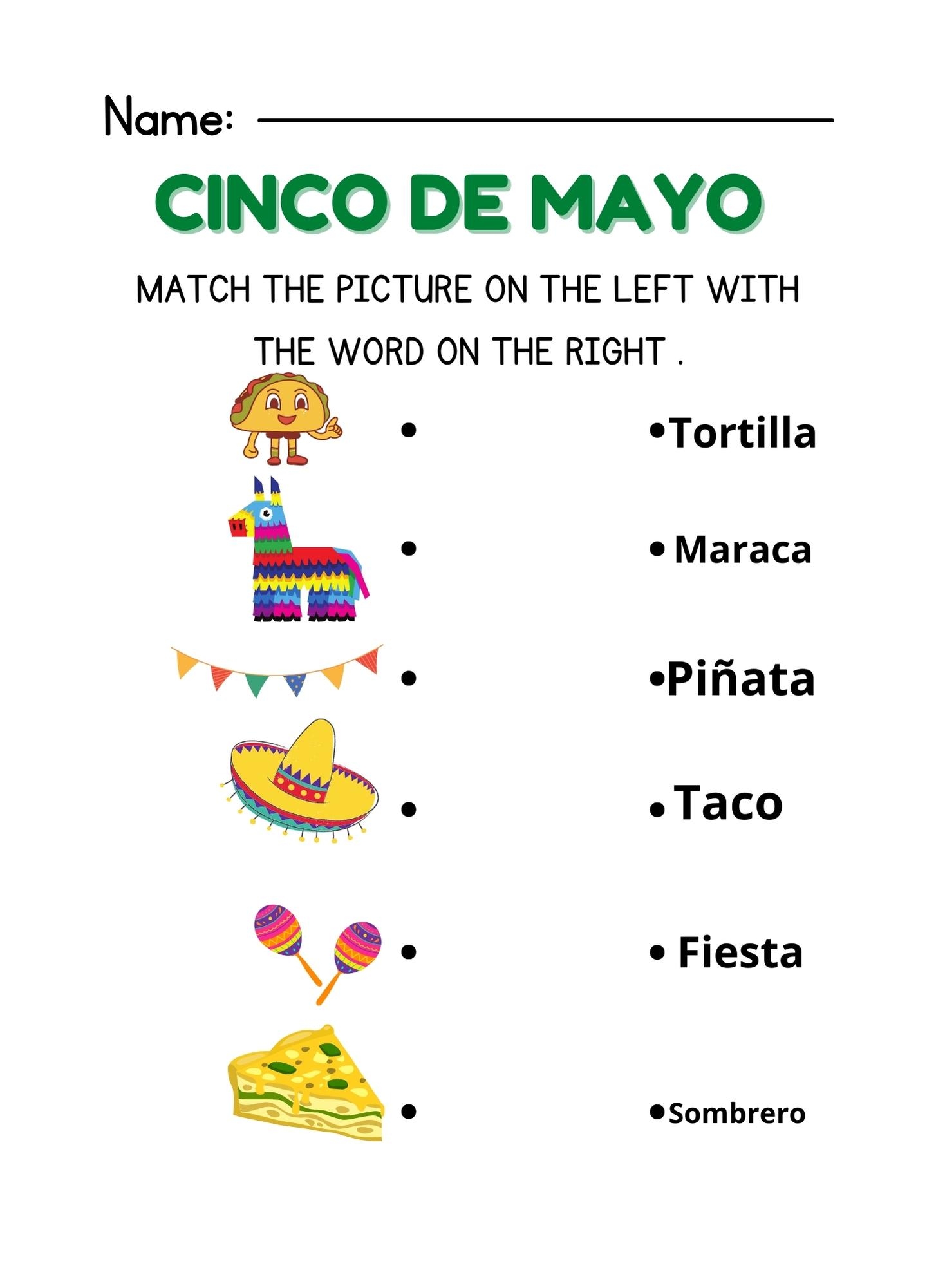 Cinco De Mayo Printable Worksheets For Preschoolers