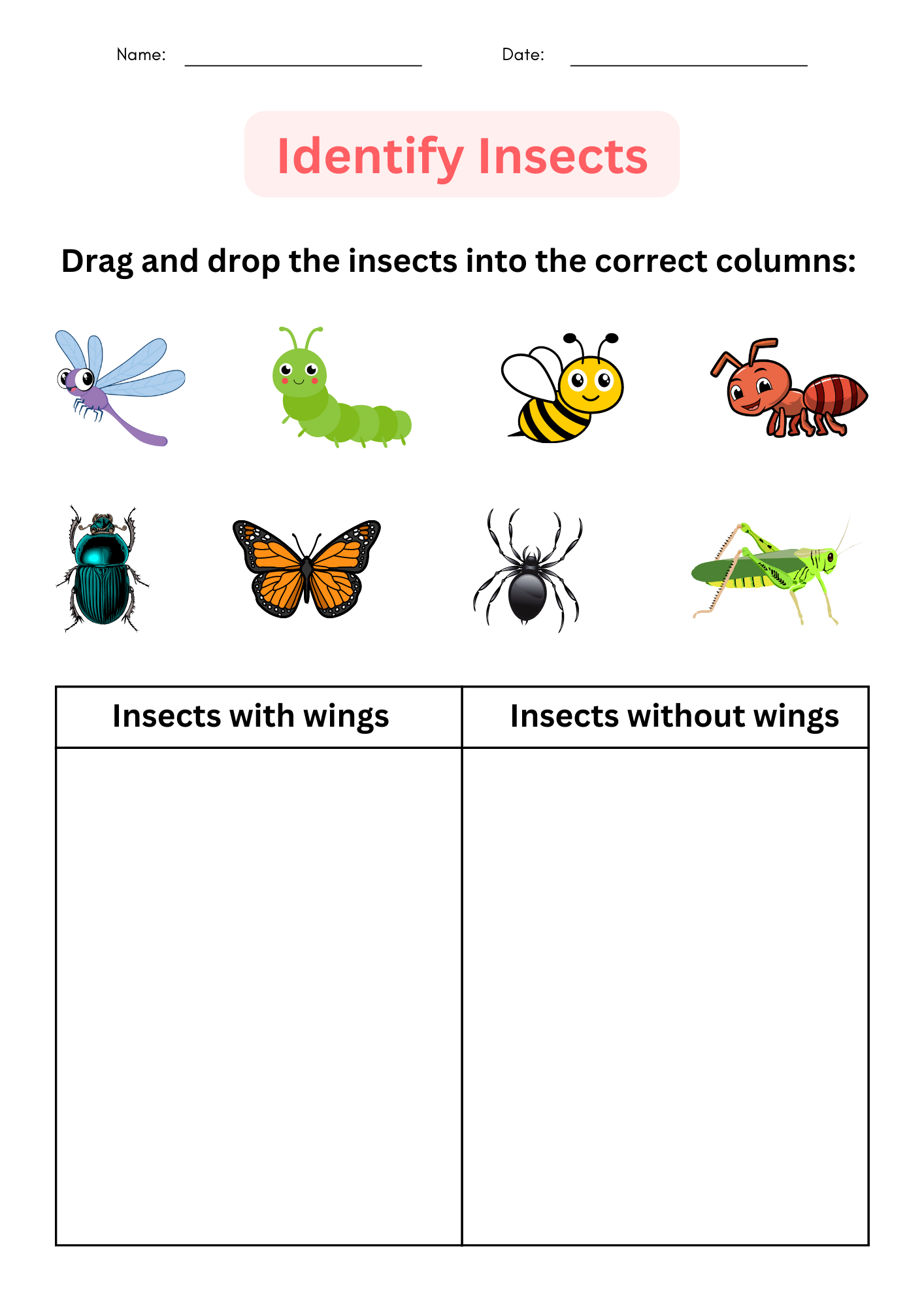 Printable Insect Worksheets For Preschool