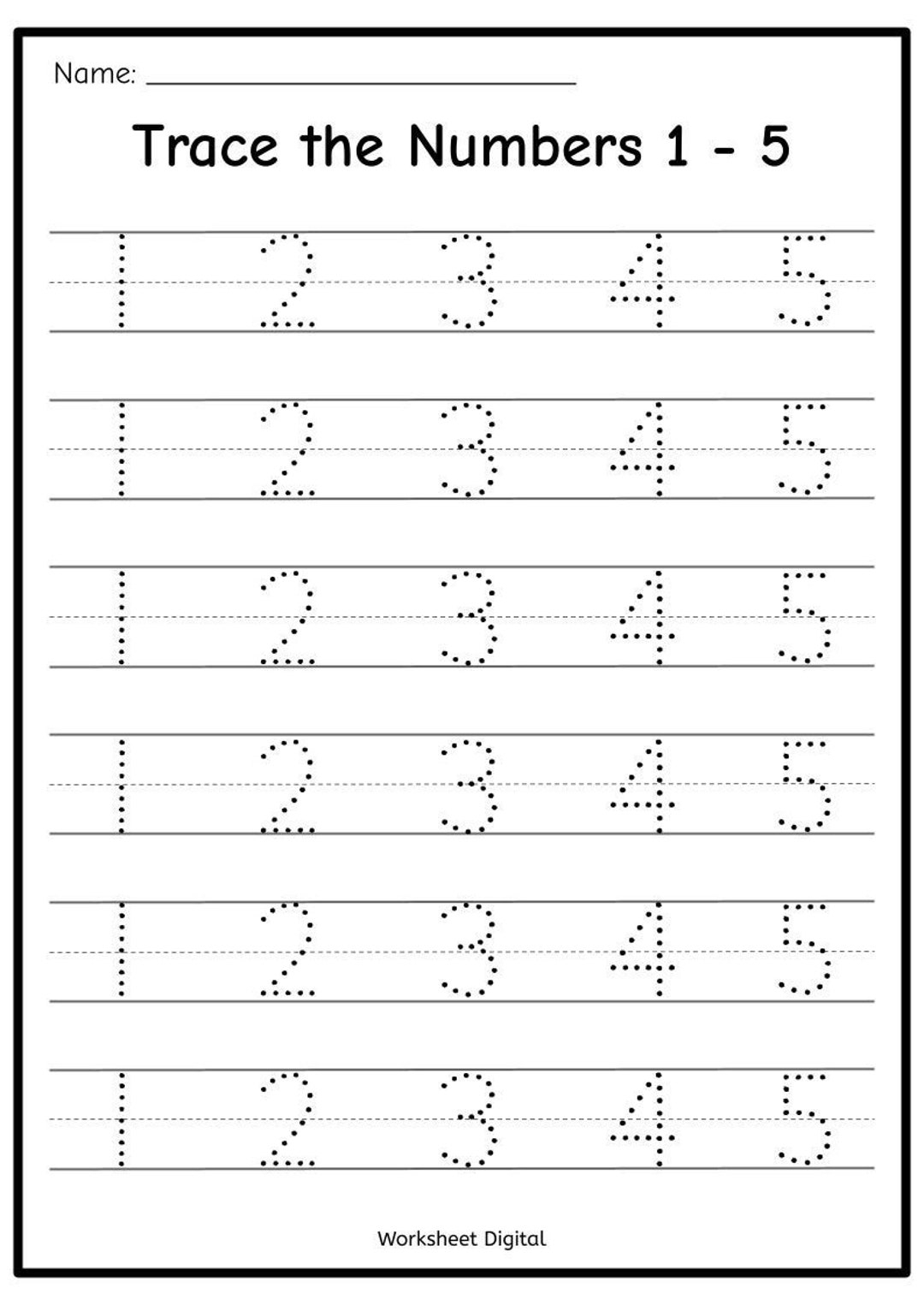 Printable Numbers 1 50 Tracing Worksheets For Preschool Kindergarten Homeschool Busy Book Handwriting Numbers And Counting Etsy