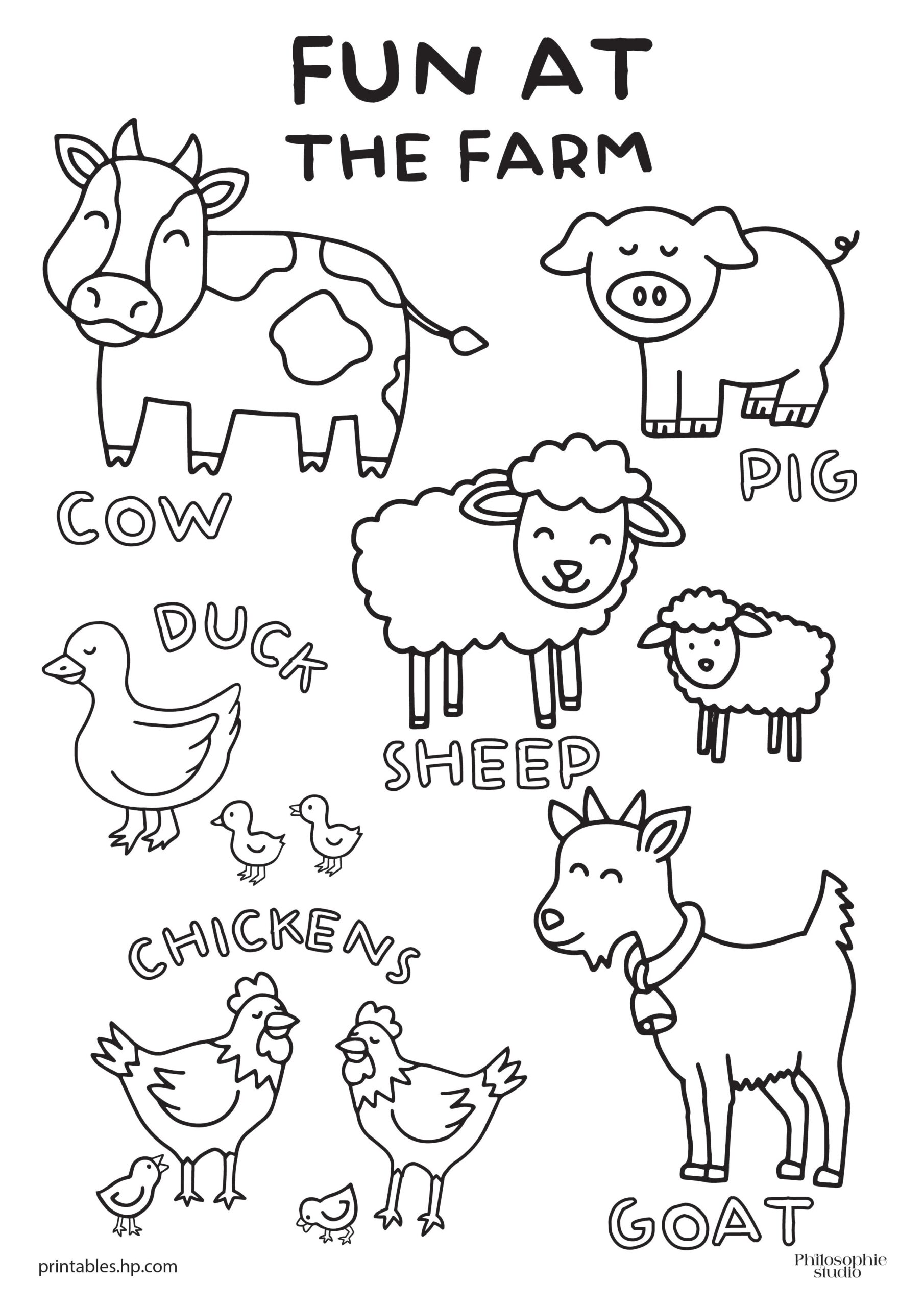 printable worksheet farm animals, preschool printable worksheet farm animals, preschool