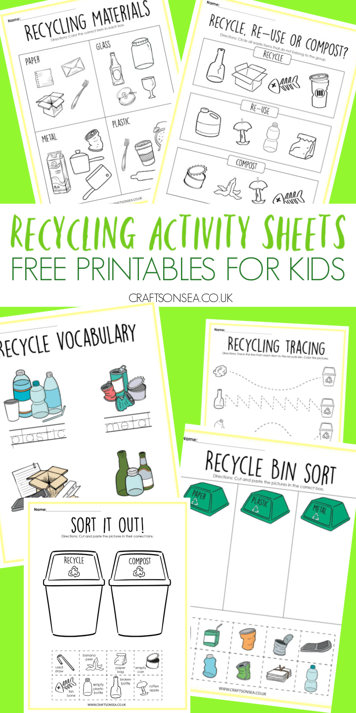 Recycling Activity Sheets For Kids FREE Printable Worksheets Crafts On Sea