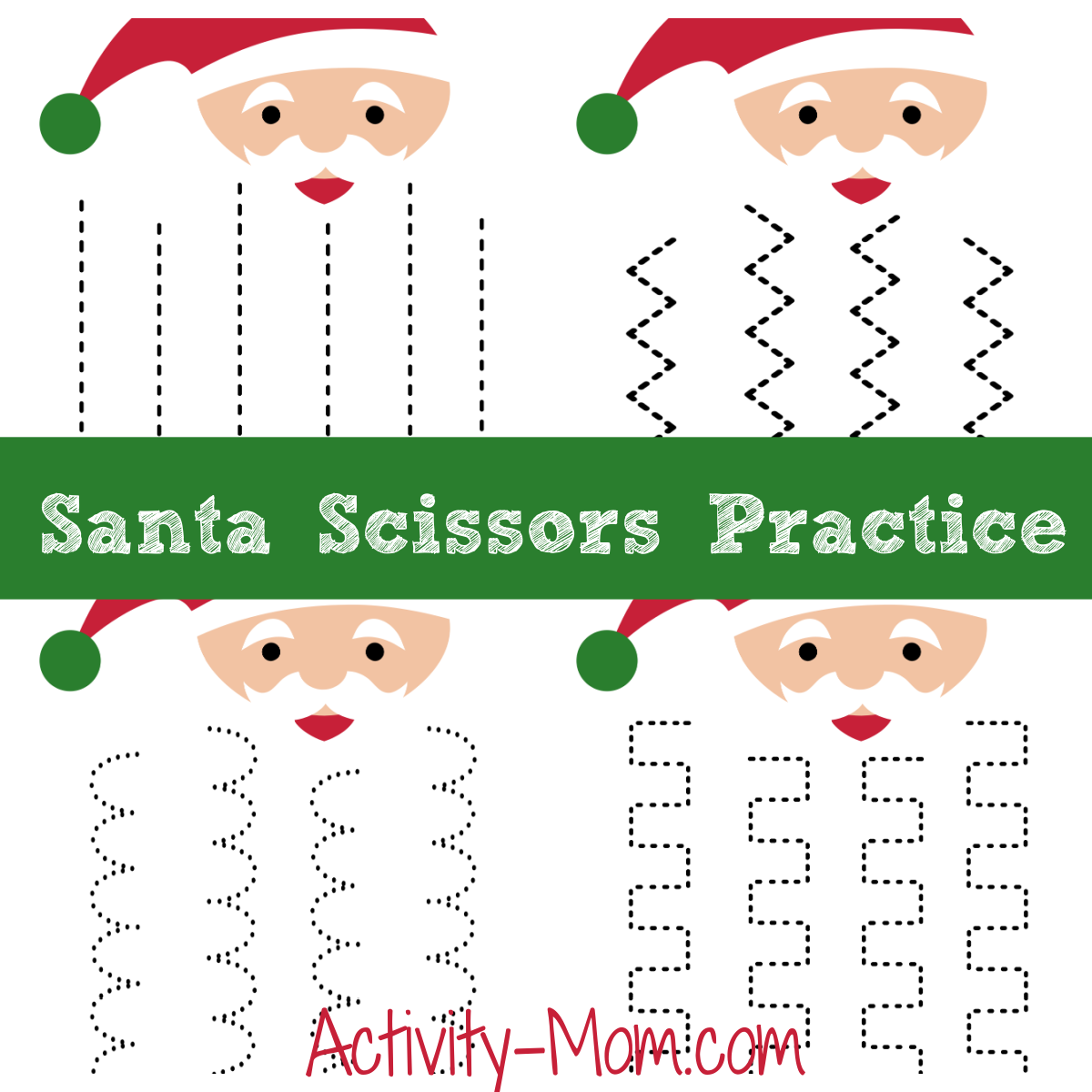 Santa Beard Cutting Practice free Printable The Activity Mom