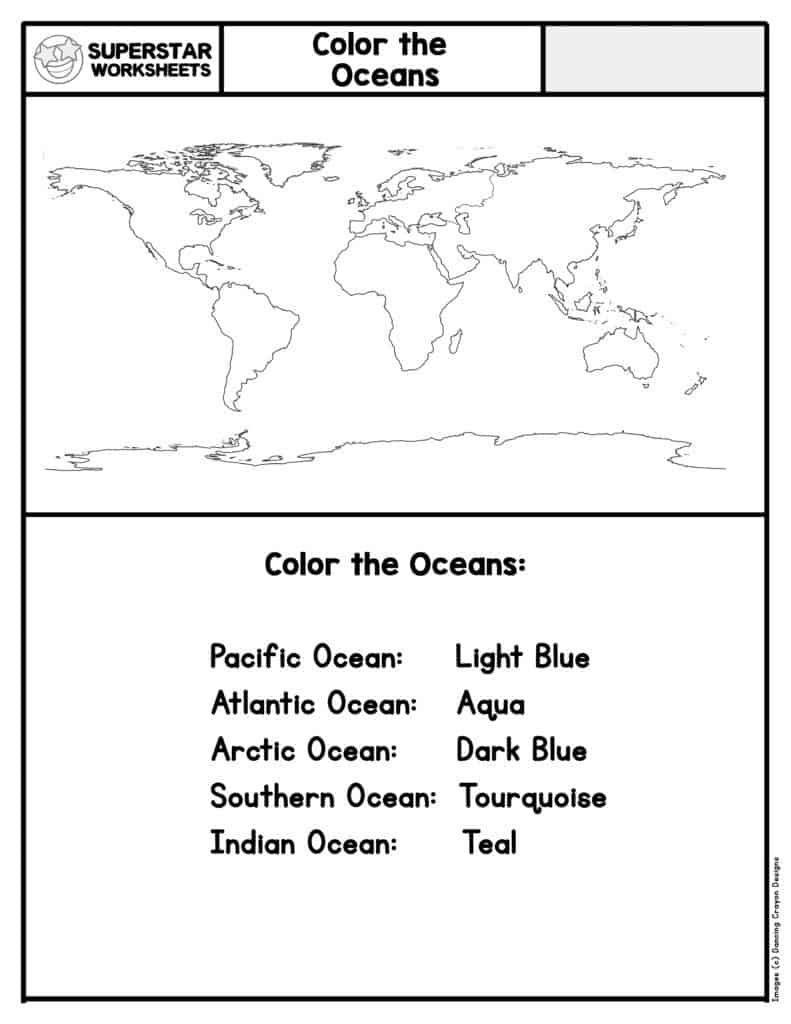 Seven Continents Oceans Worksheets Superstar Worksheets