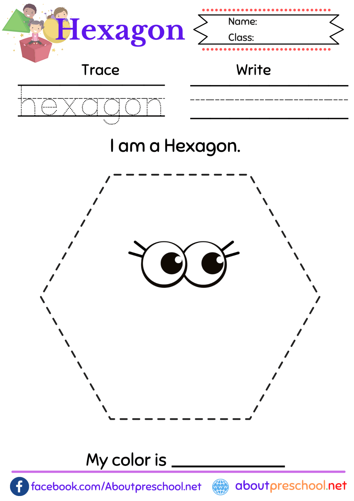Shapes Hexagon Worksheet Archives About Preschool