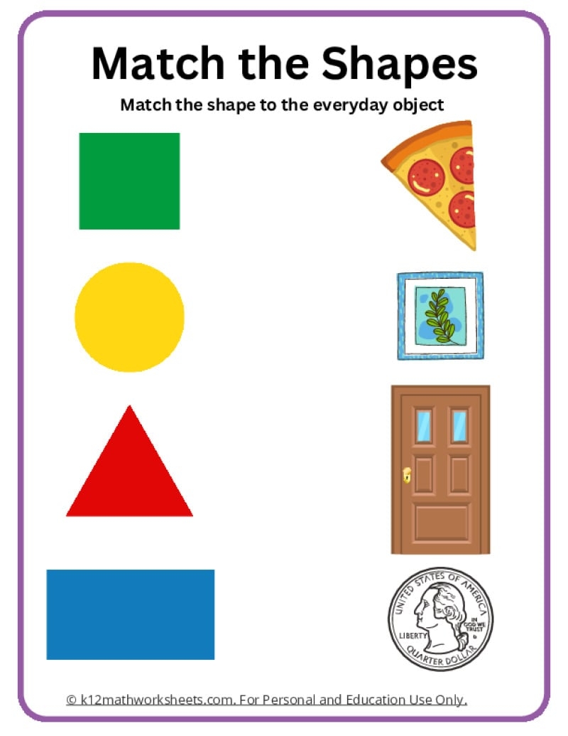 Free Printable Preschool Worksheets Shape Matching