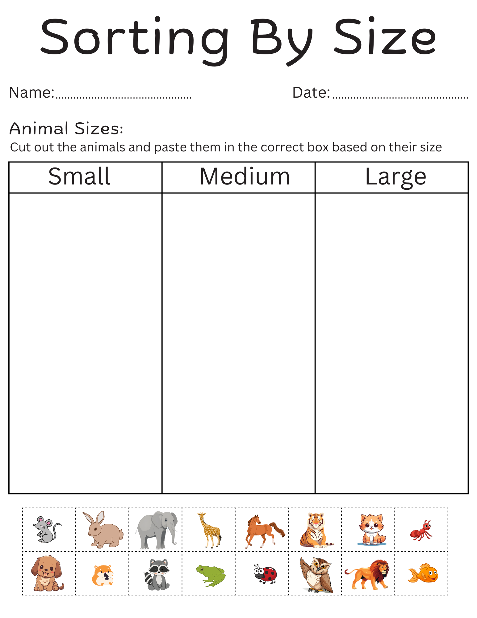 Free Printable Sorting Worksheets For Preschool