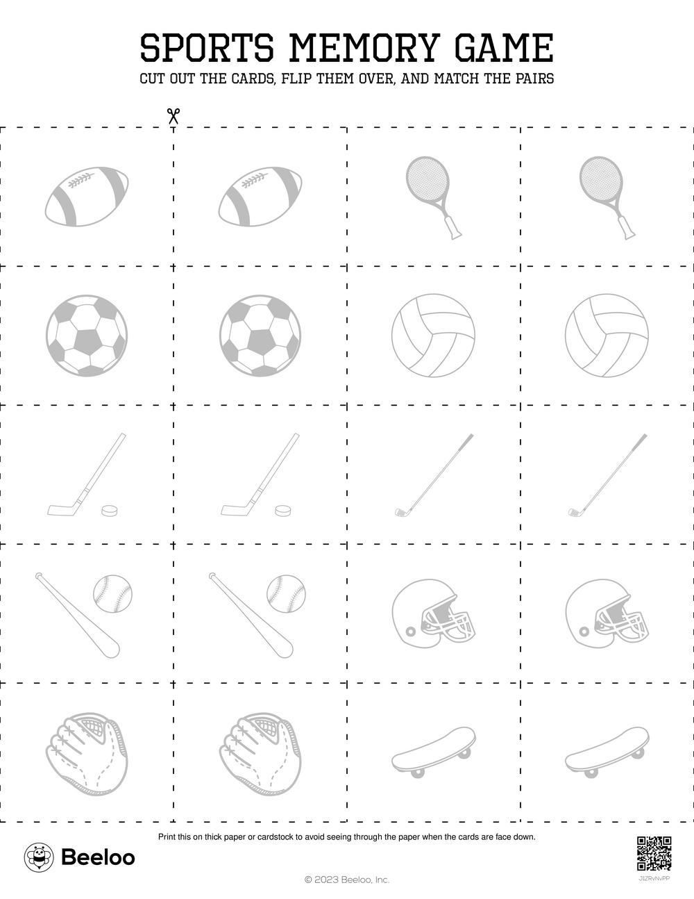 Sports Memory Game Beeloo Printable Crafts And Activities For Kids