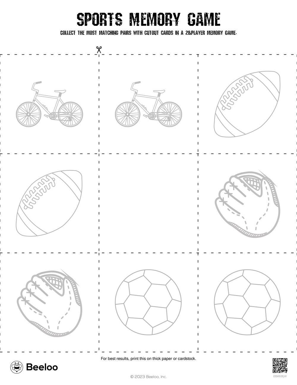 Sports themed Memory Games Beeloo Printable Crafts And Activities For Kids