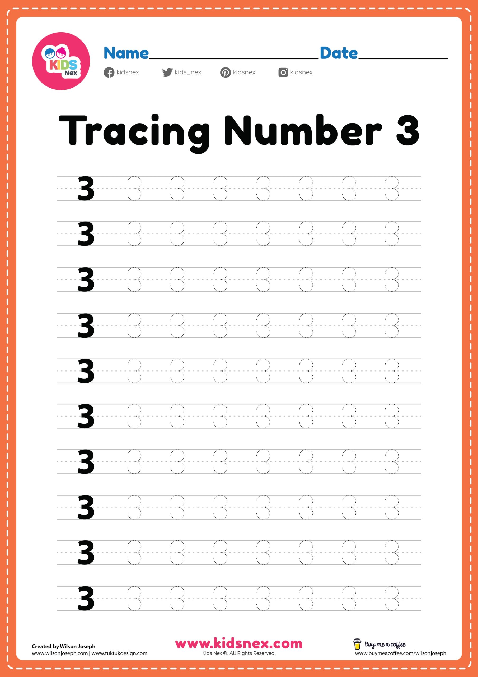 Free Printable Number 3 Preschool Worksheets Tracing Letters