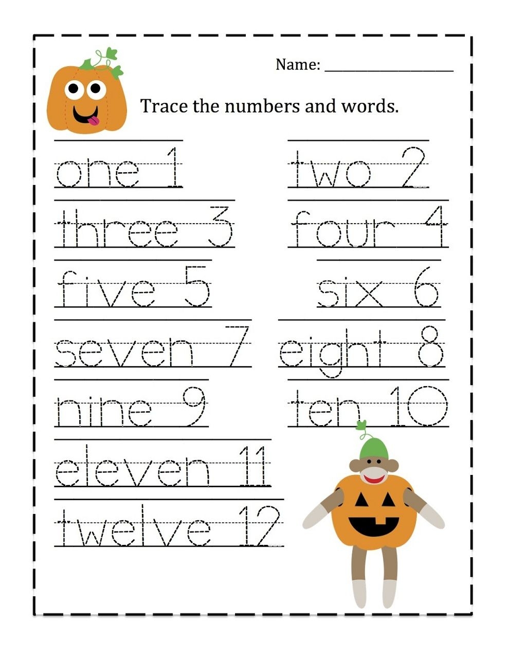 free printable number words tracing worksheets for preschoolers