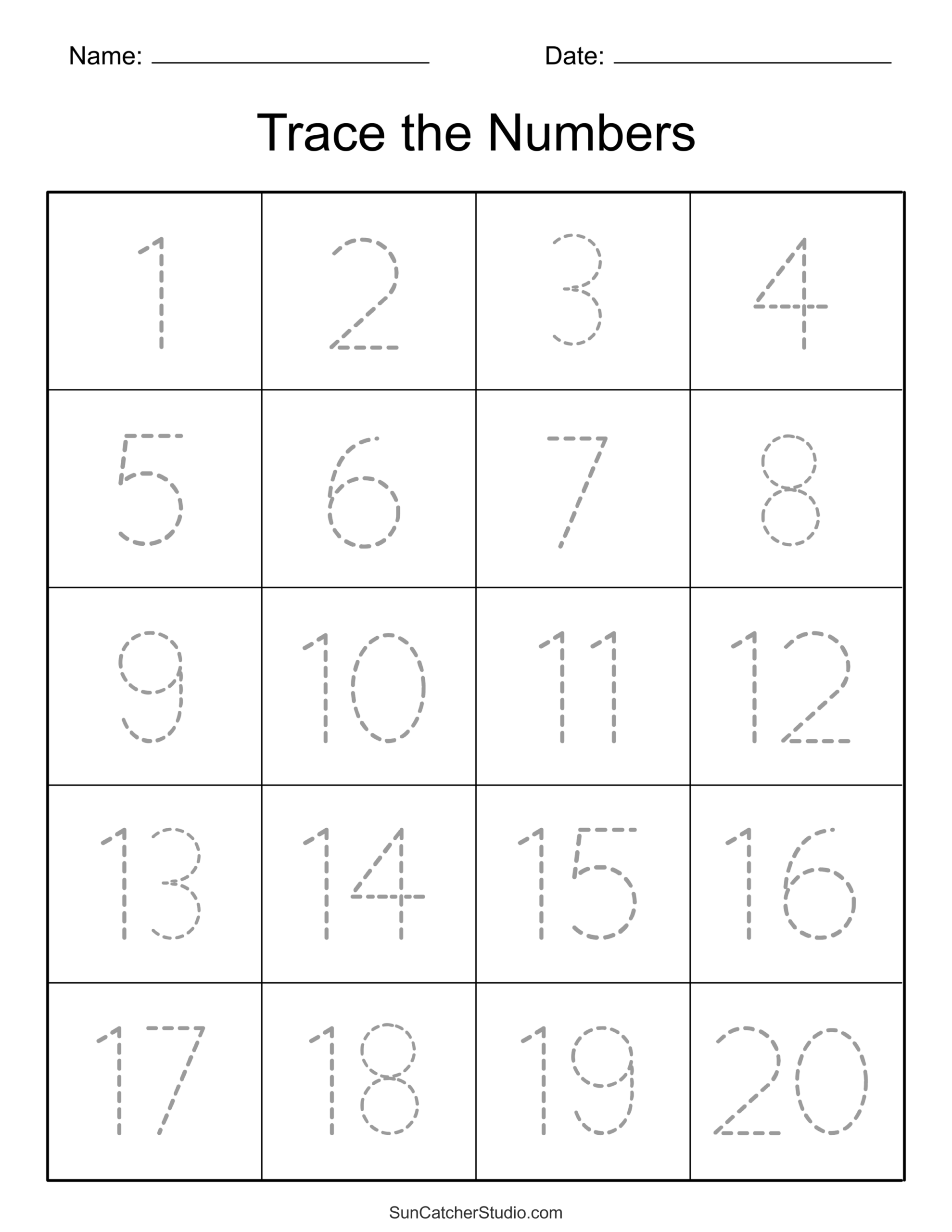 Preschool Number Tracing Worksheets Free Printable